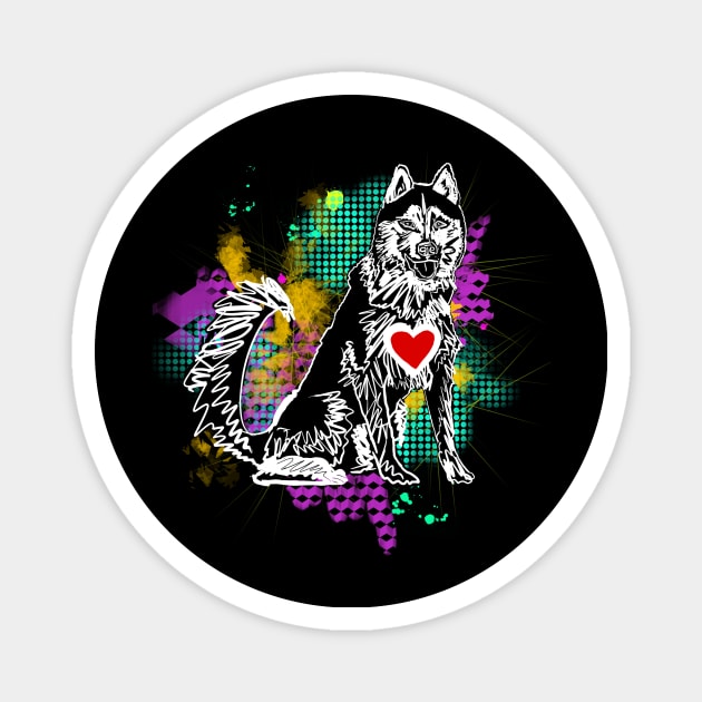 Siberian Husky Dog Lover Cute Heart Huskie Design Magnet by joannejgg
